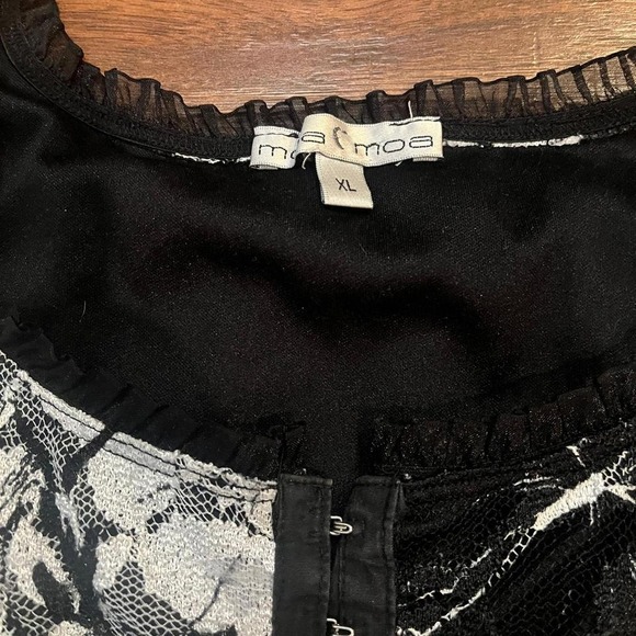 Black White floral Corset Top Ruffle Lace Women Small Whimsygoth‎ Fairycore Boho - Picture 2 of 6